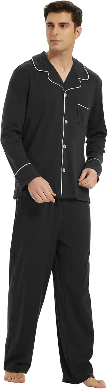 Pyjama Set Herren | Knopfleiste & Langarmkomfort