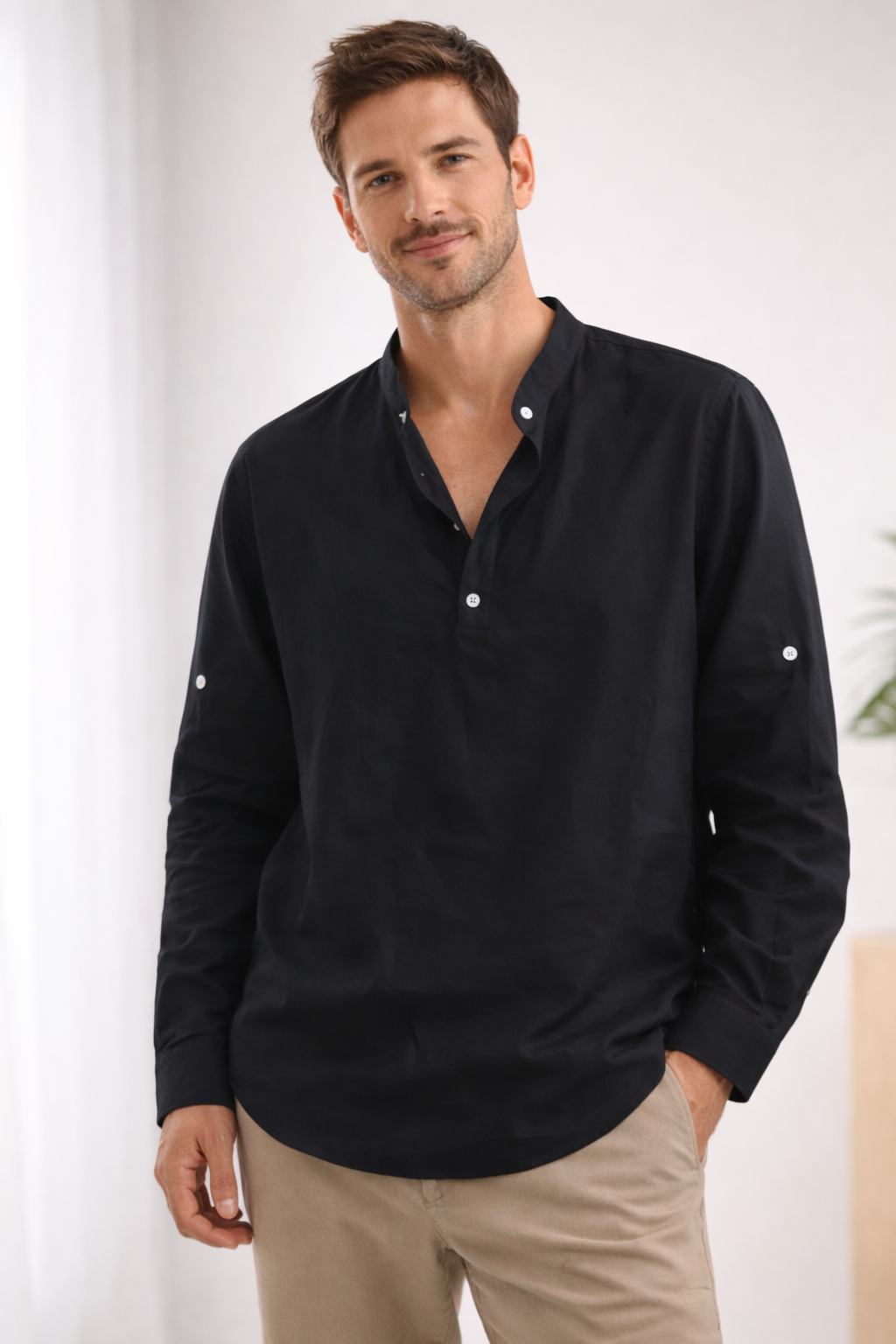 Polo Shirt Herren | Lässiges Sommerhemd mit Stehkragen