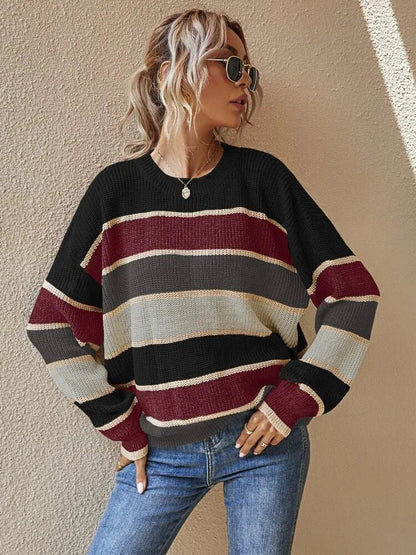 Reese Gestrickter Gestreifter Pullover 2