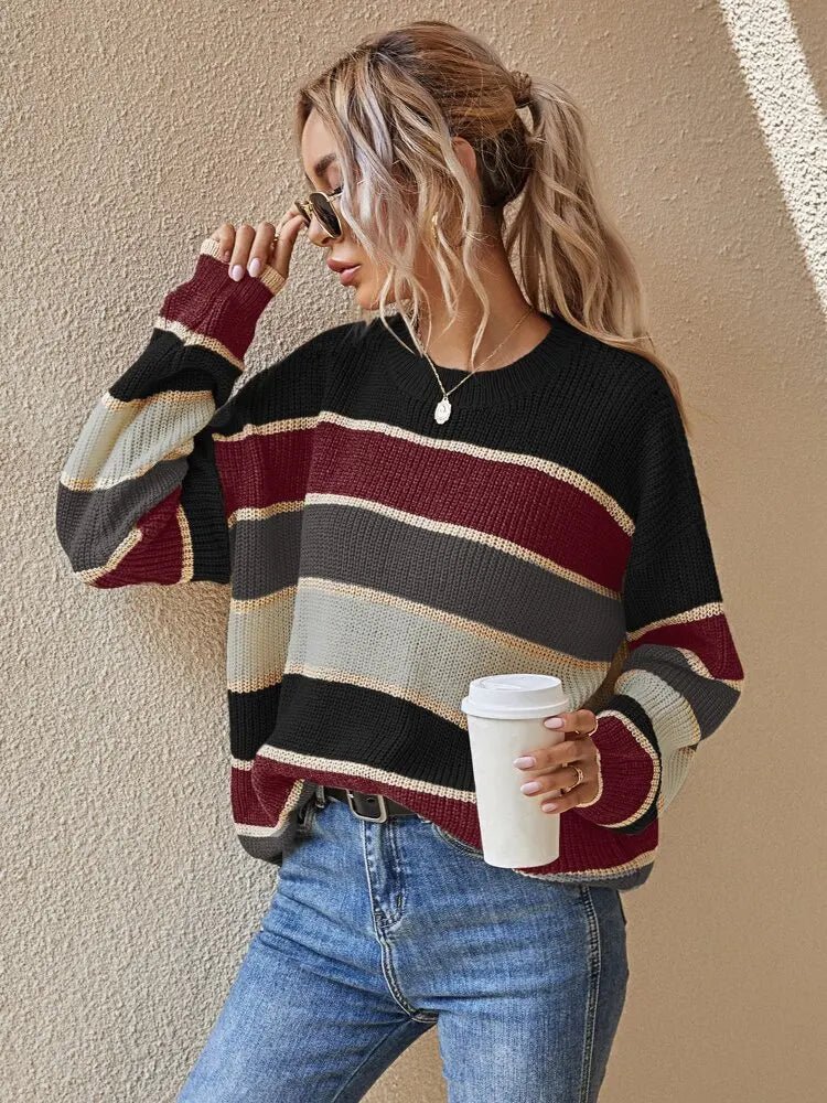 Reese Gestrickter Gestreifter Pullover 3