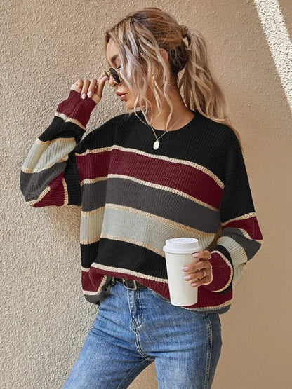 Reese Gestrickter Gestreifter Pullover 3