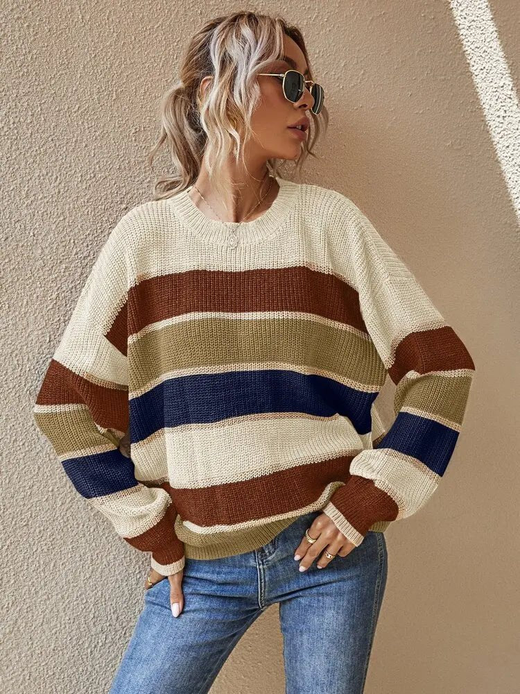 Reese Gestrickter Gestreifter Pullover 4