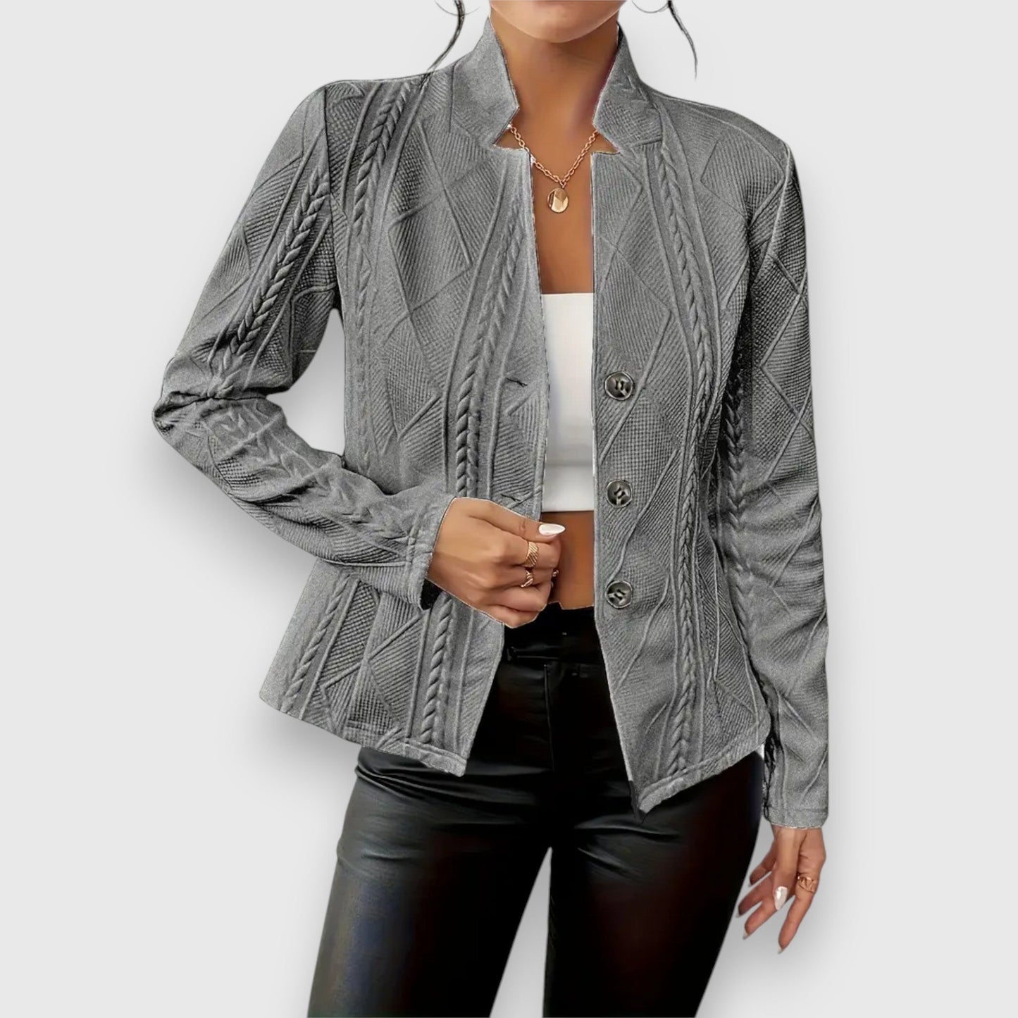 Reina | Damen Troyer Pullover Zopfmuster Langarm Anliegend 0