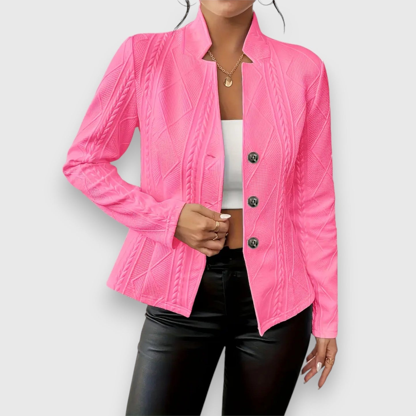Reina | Damen Troyer Pullover Zopfmuster Langarm Anliegend 12