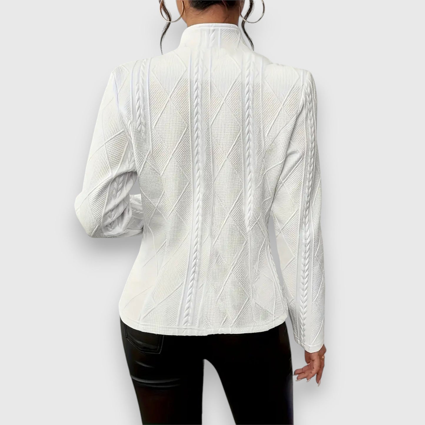 Reina | Damen Troyer Pullover Zopfmuster Langarm Anliegend 3