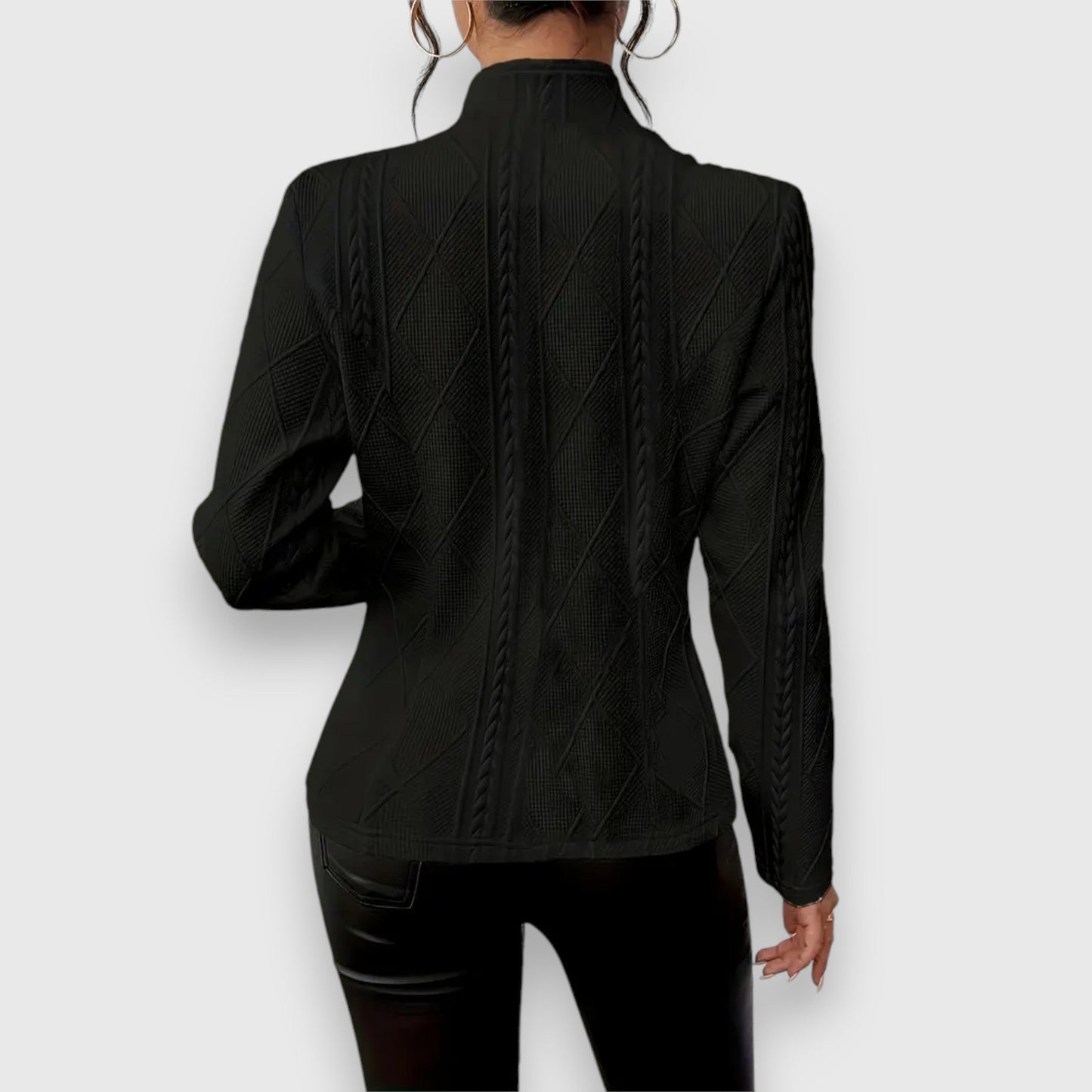 Reina | Damen Troyer Pullover Zopfmuster Langarm Anliegend 4