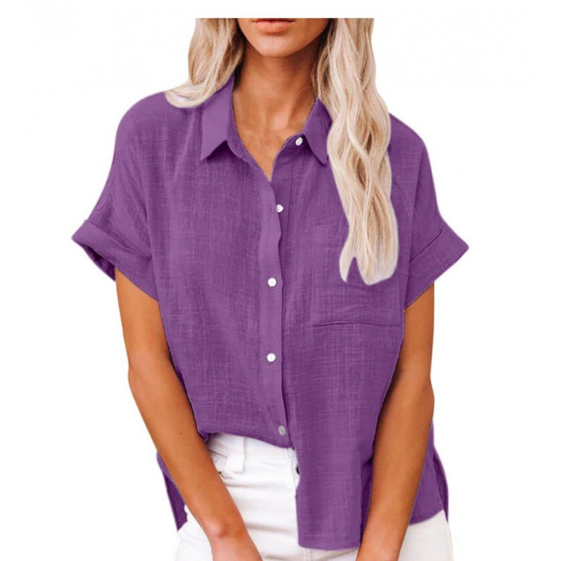 Bluse Damen | Leichte Kurzarmbluse mit Zeitlosem Hemdblusen-Stil