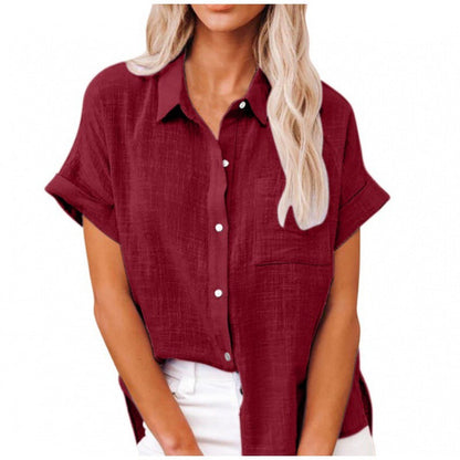 Bluse Damen | Leichte Kurzarmbluse mit Zeitlosem Hemdblusen-Stil