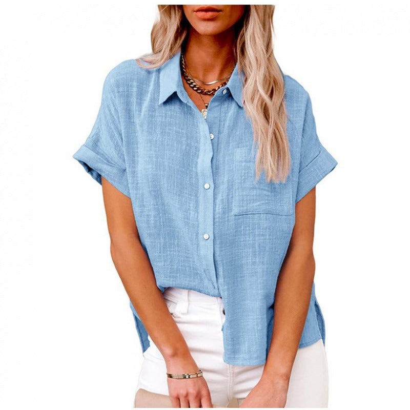 Bluse Damen | Leichte Kurzarmbluse mit Zeitlosem Hemdblusen-Stil