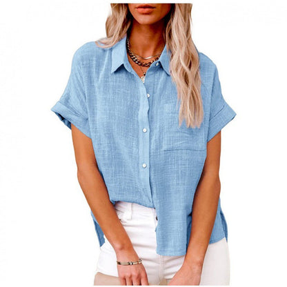 Bluse Damen | Leichte Kurzarmbluse mit Zeitlosem Hemdblusen-Stil