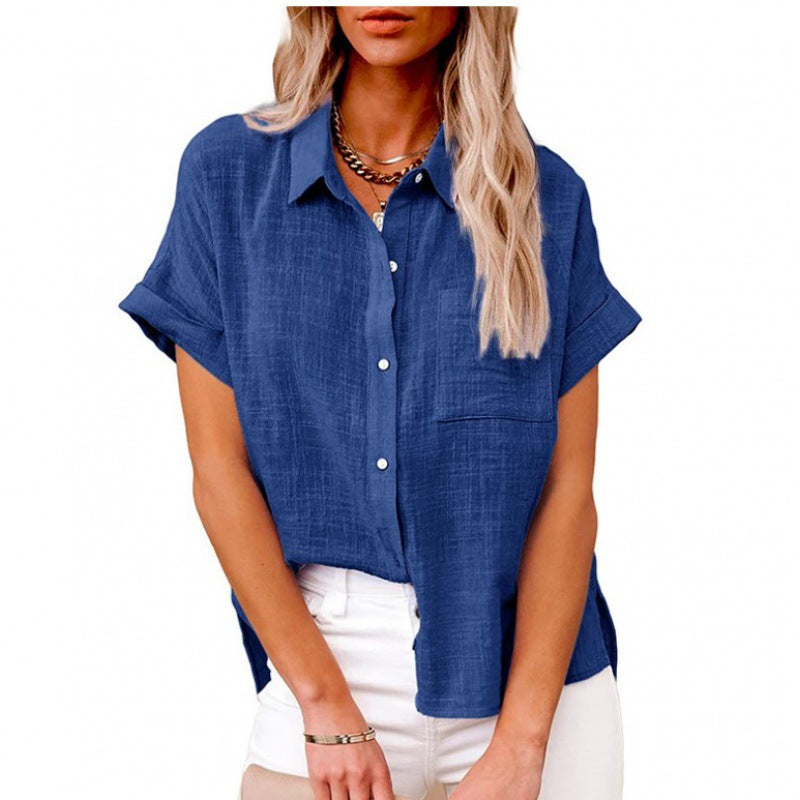 Bluse Damen | Leichte Kurzarmbluse mit Zeitlosem Hemdblusen-Stil