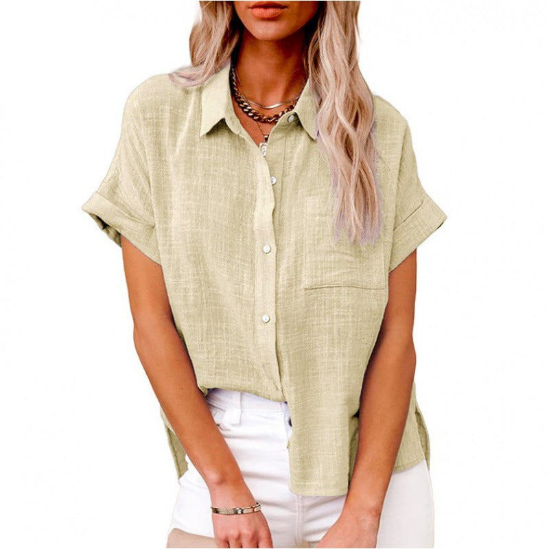 Bluse Damen | Leichte Kurzarmbluse mit Zeitlosem Hemdblusen-Stil