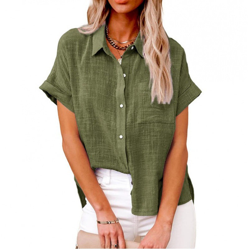 Bluse Damen | Leichte Kurzarmbluse mit Zeitlosem Hemdblusen-Stil
