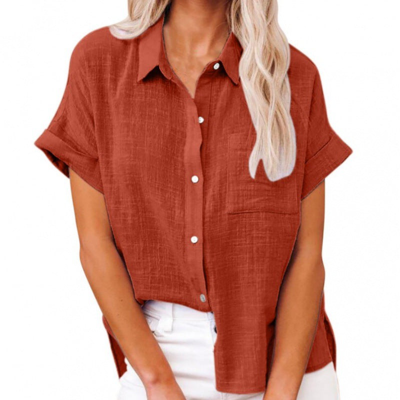 Bluse Damen | Leichte Kurzarmbluse mit Zeitlosem Hemdblusen-Stil