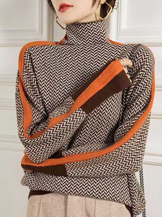 Rollkragenpullover Damen | Geometrischer Druck