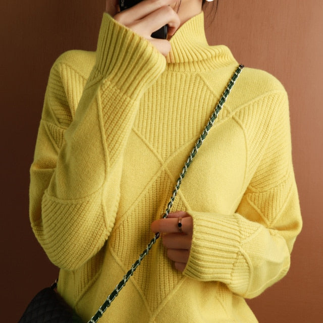 Rollkragenpullover Damen | Gestrickt Hochwertig