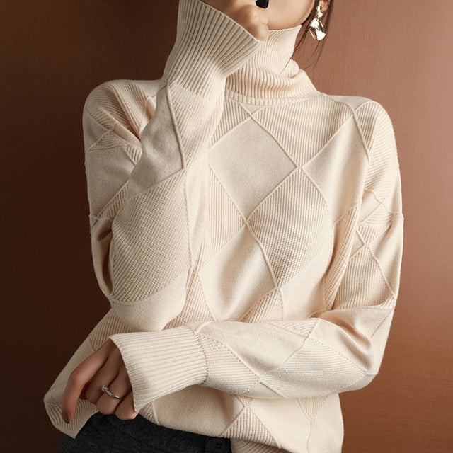 Rollkragenpullover Damen | Gestrickt Hochwertig