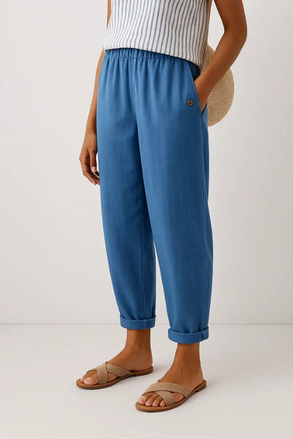 Sommerhosen Damen | Klassische Leinenhose mit Entspanntem Schnitt