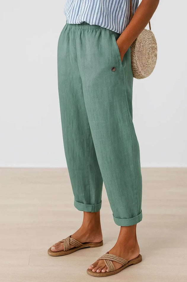 Sommerhosen Damen | Klassische Leinenhose mit Entspanntem Schnitt