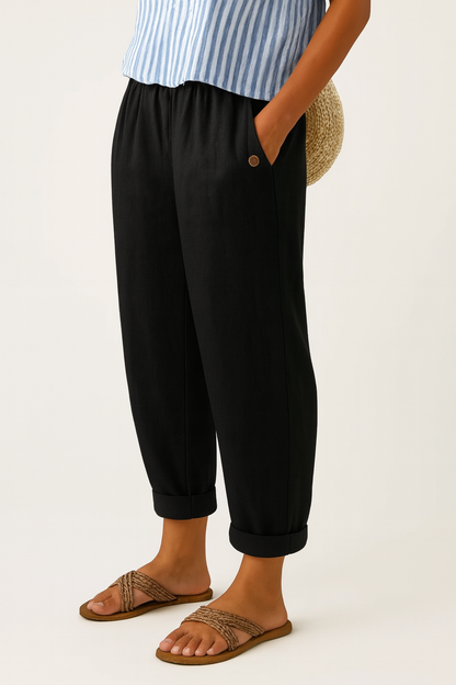 Sommerhosen Damen | Klassische Leinenhose mit Entspanntem Schnitt