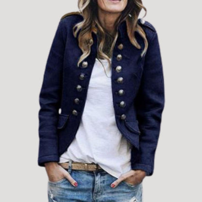 Rowena | Damen Militärjacke Doppelreihig Stehkragen 4