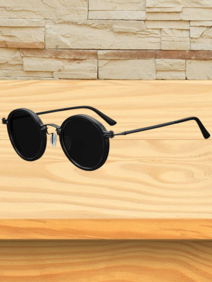 Runde Herrensonnenbrille im Vintage-Stil mit poliertem Metallrahmen und UV-Schutz