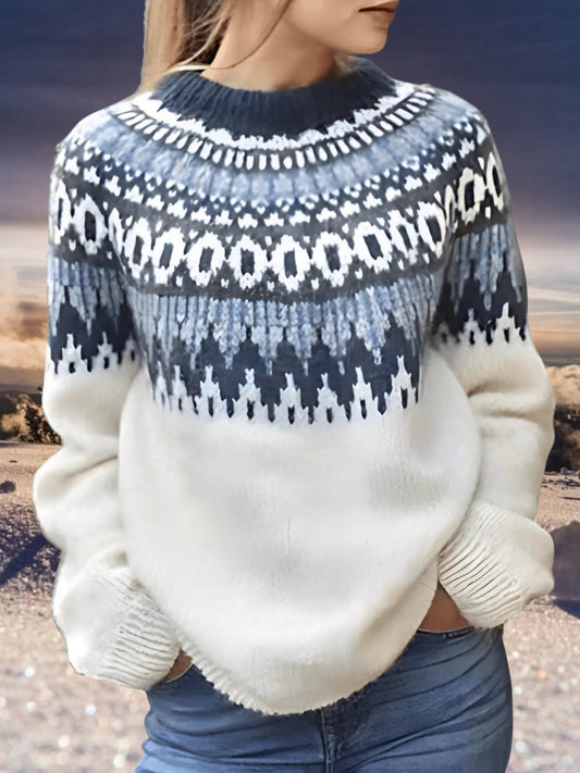 Rundhals-Strickpullover | Laternenärmel