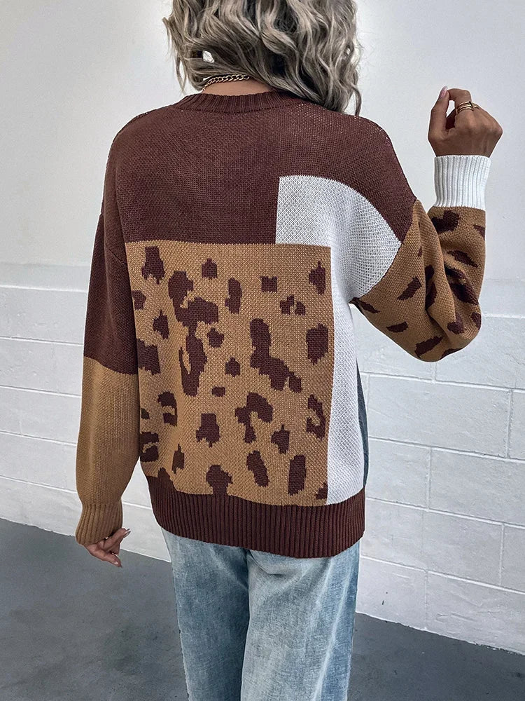 Pullover Damen | Leoparden-Patchwork & Weicher Strick 4