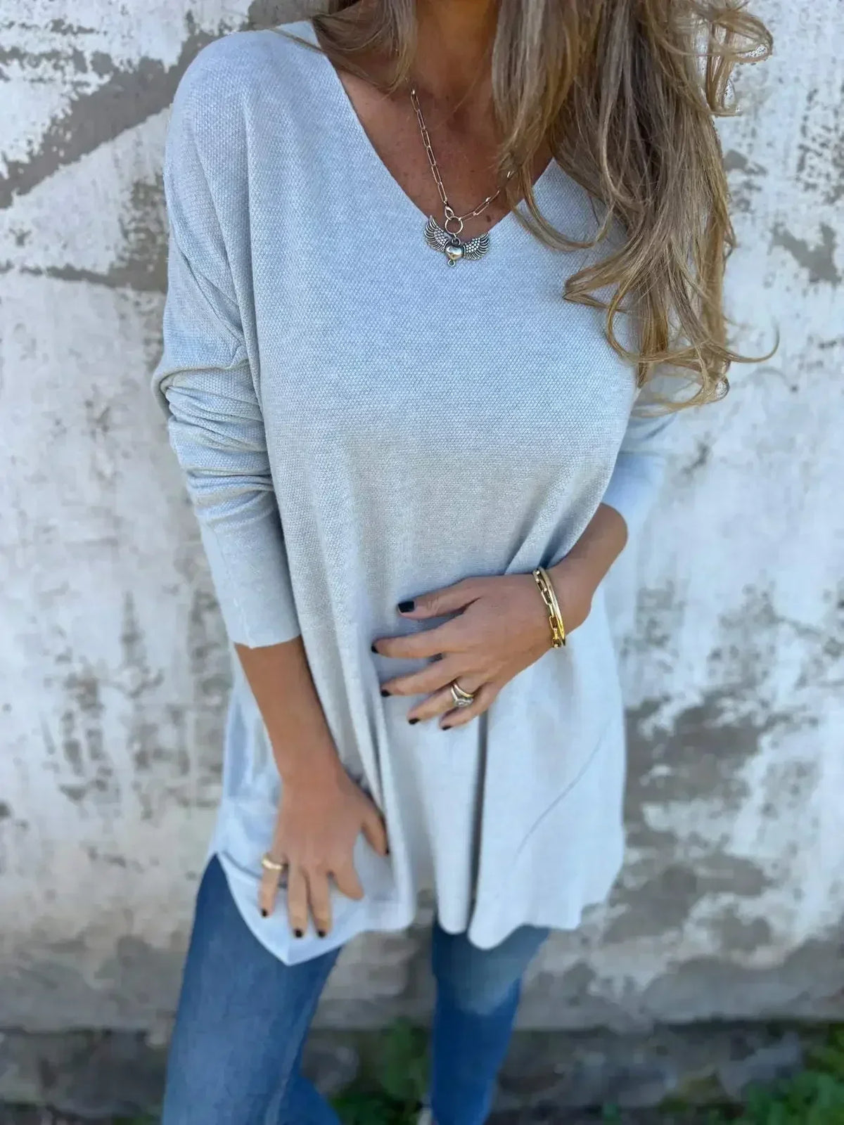 Longshirt Damen | V-Ausschnitt & Lockerer Schnitt