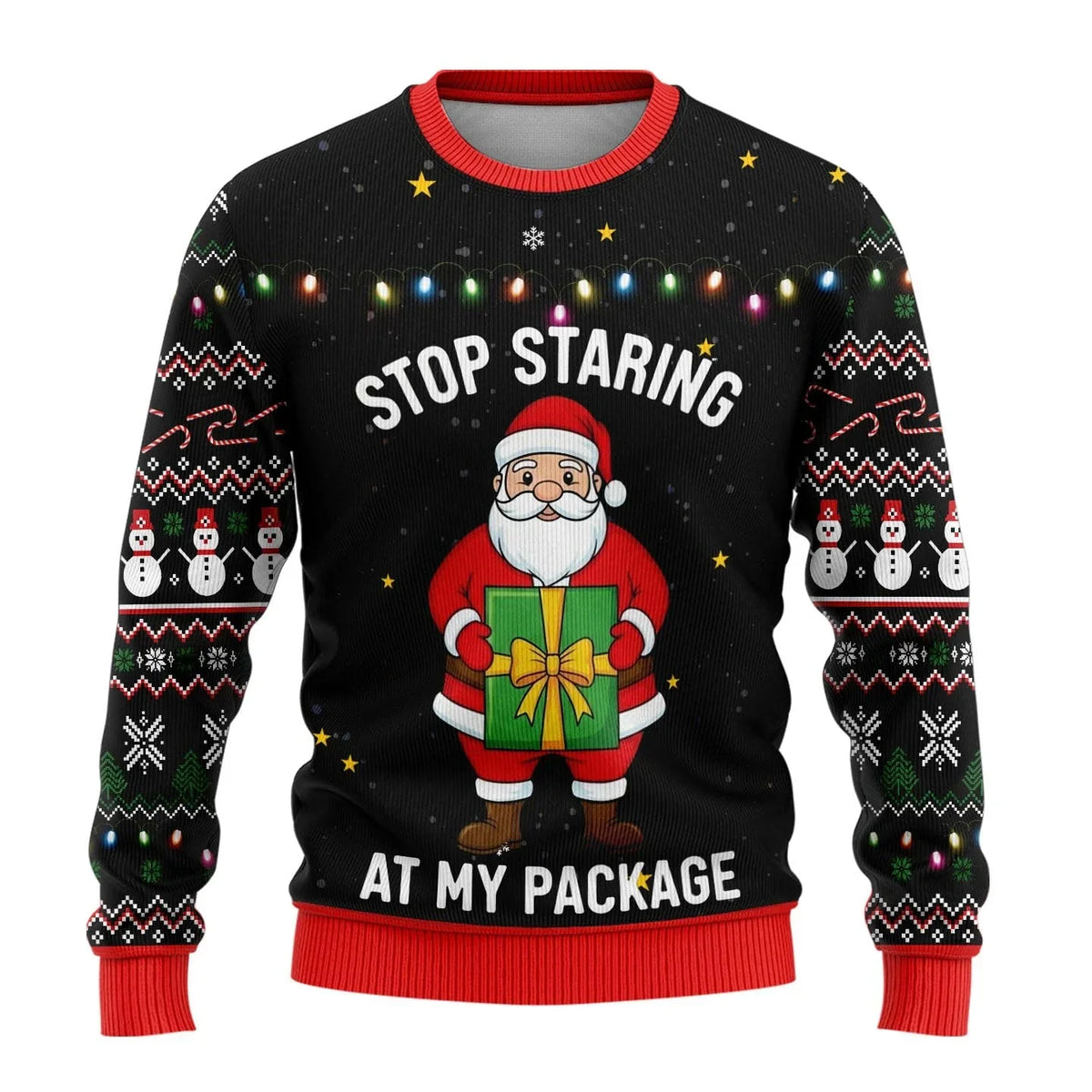 Herren Weihnachtspullover Schneemann Print Strickpullover Rundhals 6