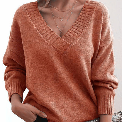 Strickpullover Damen | V-Ausschnitt & Rippbündchen 9