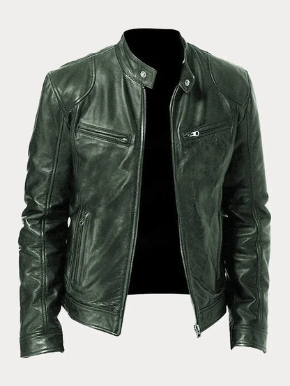 Bikerjacke Herren | Körpernaher Schnitt mit Stehkragen 8