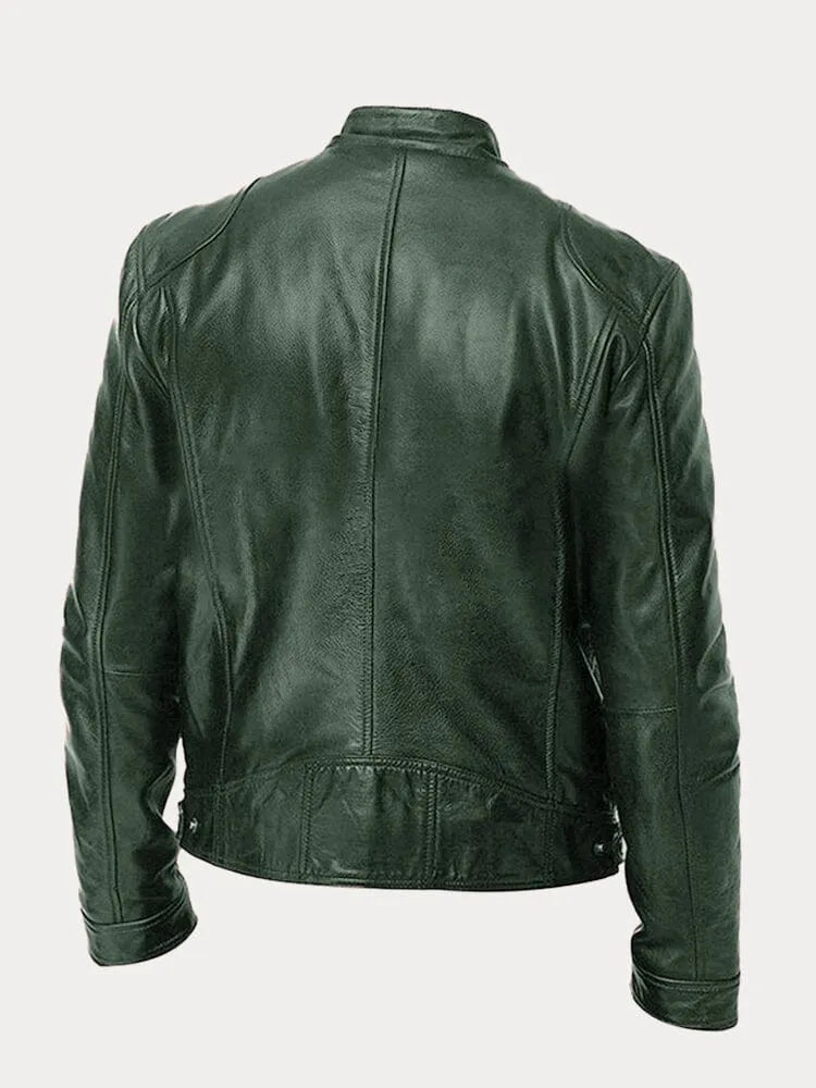 Bikerjacke Herren | Körpernaher Schnitt mit Stehkragen 9