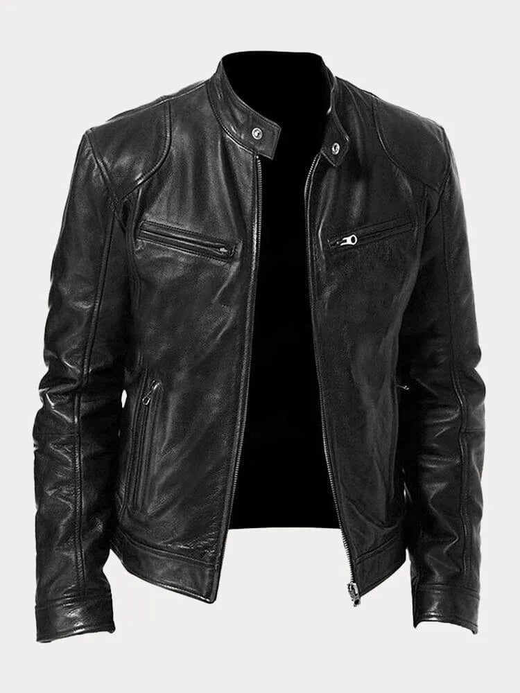 Bikerjacke Herren | Körpernaher Schnitt mit Stehkragen 4