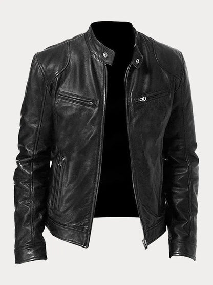Bikerjacke Herren | Körpernaher Schnitt mit Stehkragen 4
