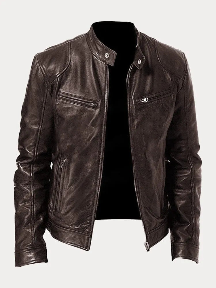 Bikerjacke Herren | Körpernaher Schnitt mit Stehkragen 2