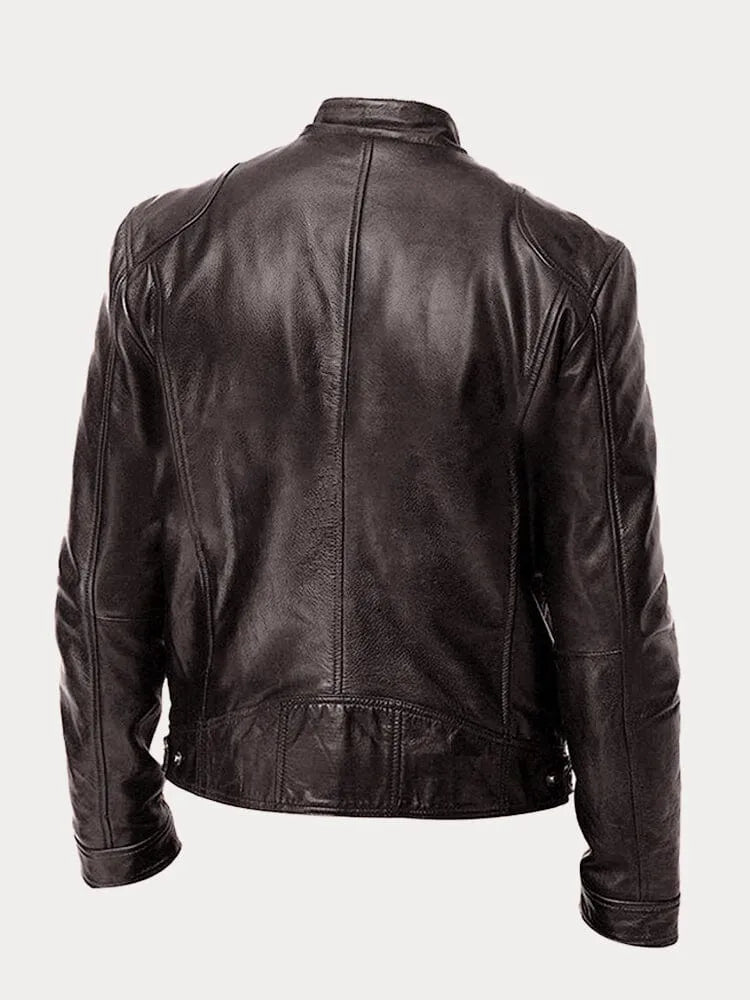 Bikerjacke Herren | Körpernaher Schnitt mit Stehkragen 3