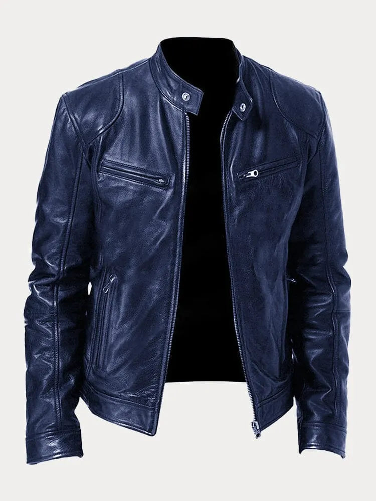 Bikerjacke Herren | Körpernaher Schnitt mit Stehkragen 10