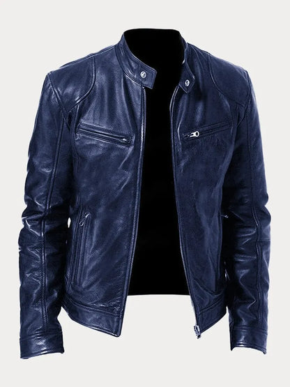 Bikerjacke Herren | Körpernaher Schnitt mit Stehkragen 10
