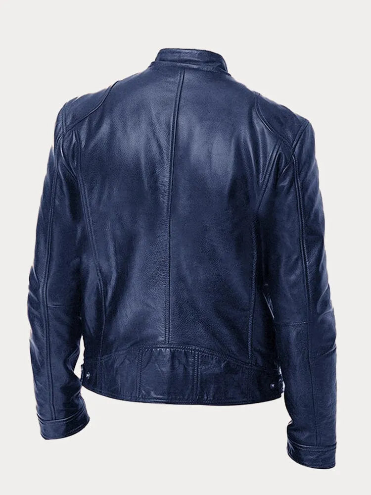 Bikerjacke Herren | Körpernaher Schnitt mit Stehkragen 11