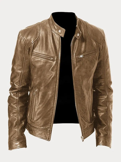 Bikerjacke Herren | Körpernaher Schnitt mit Stehkragen 6