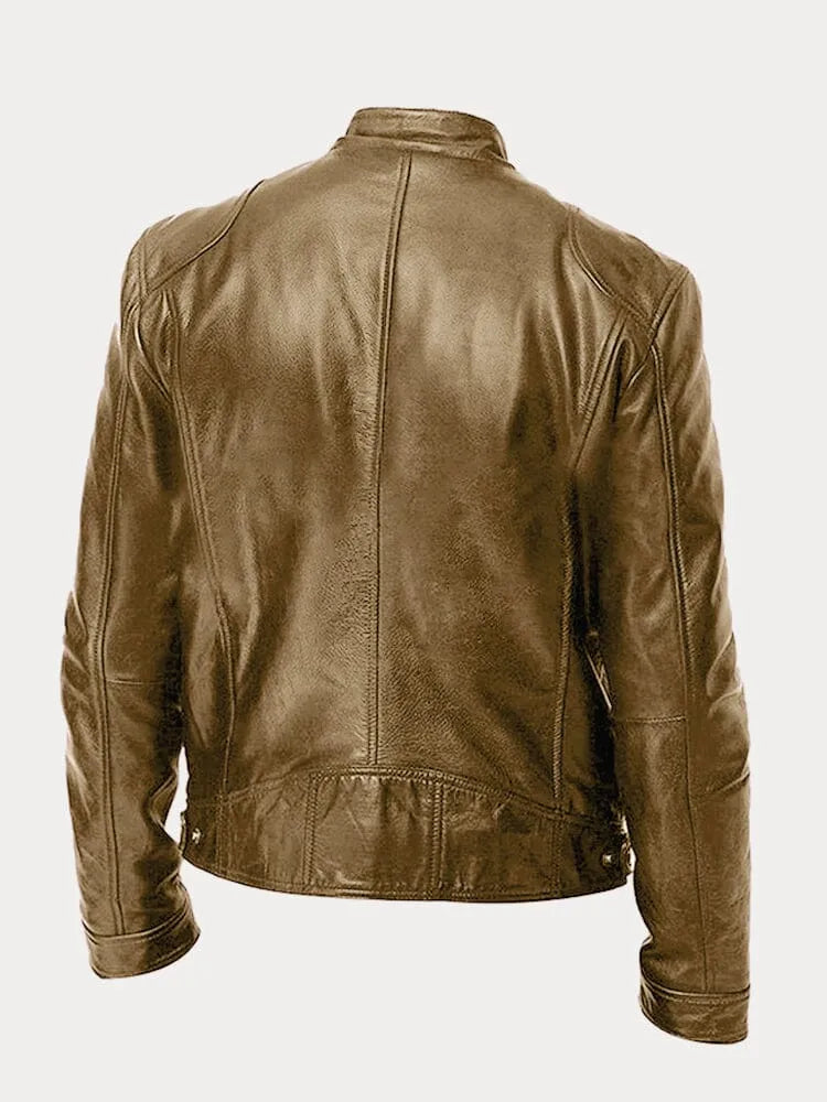Bikerjacke Herren | Körpernaher Schnitt mit Stehkragen 7