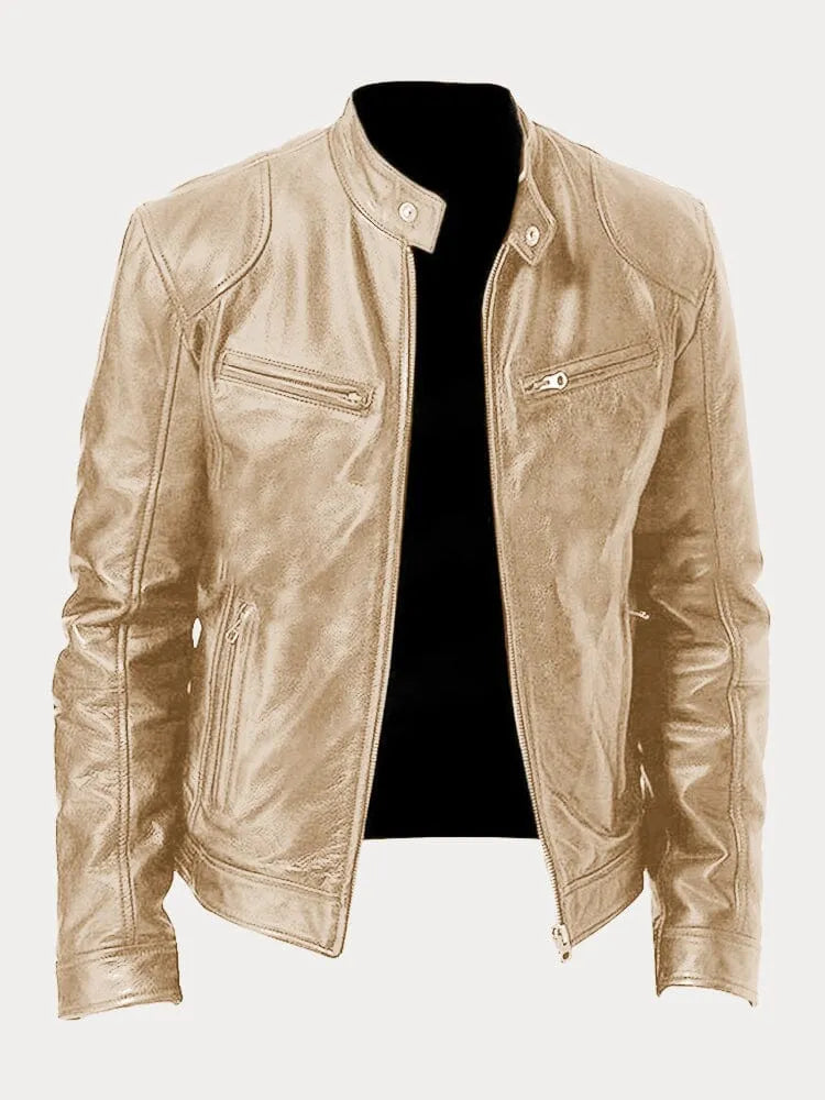 Bikerjacke Herren | Körpernaher Schnitt mit Stehkragen 15