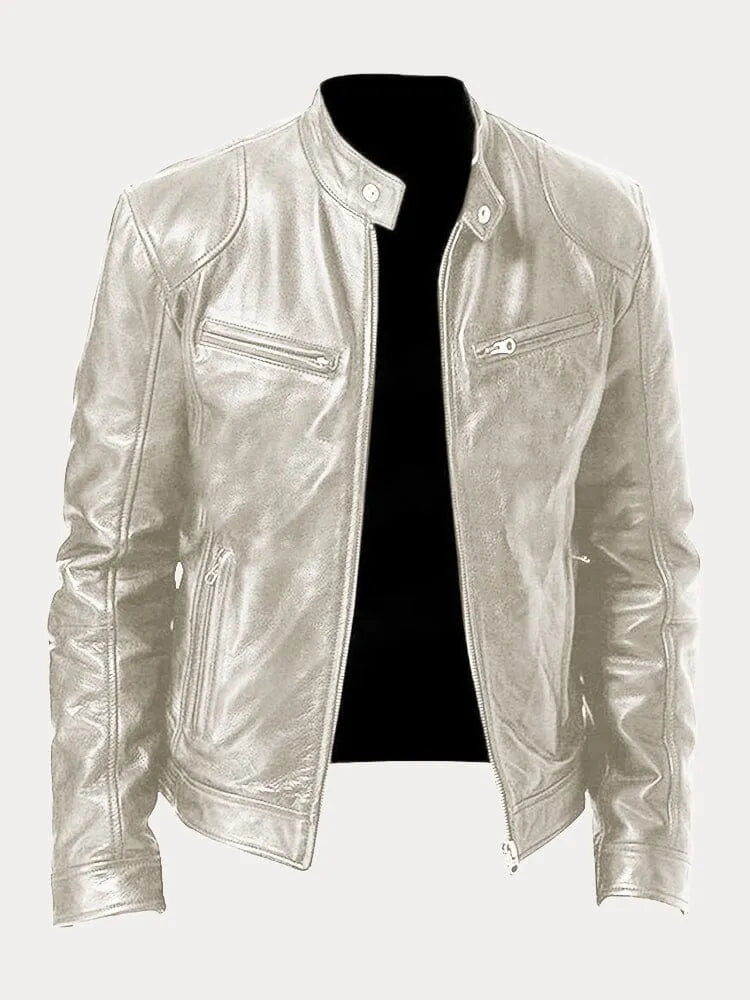 Bikerjacke Herren | Körpernaher Schnitt mit Stehkragen 16