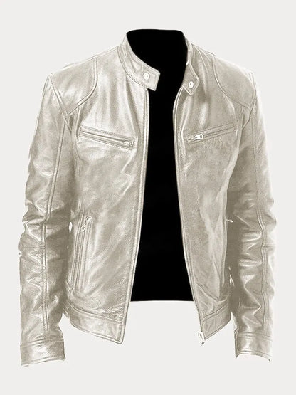 Bikerjacke Herren | Körpernaher Schnitt mit Stehkragen 16