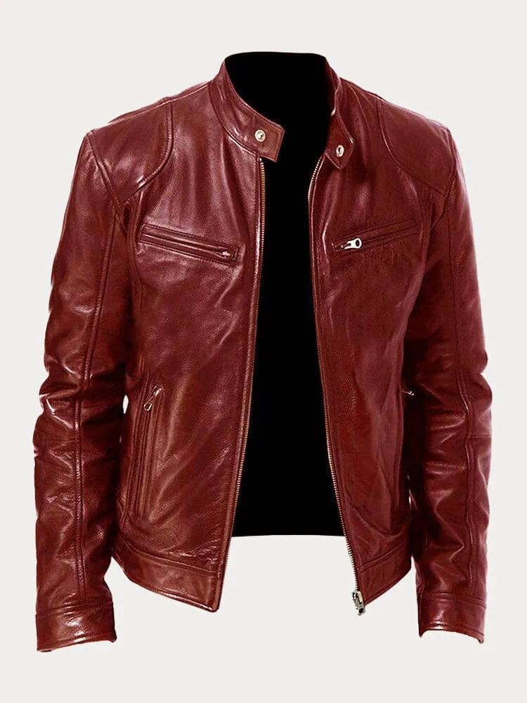 Bikerjacke Herren | Körpernaher Schnitt mit Stehkragen 12