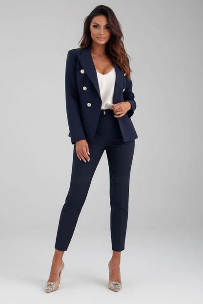 Samantha | Elegantes Damen Anzug Blau – Zweireihiges Blazer-Anzug-Set für Stilbewusste 6