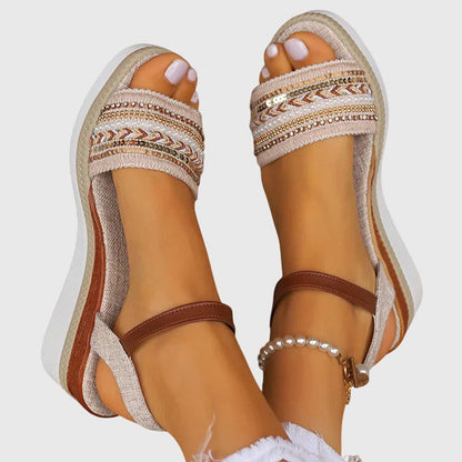 Sandalen Damen mit Keilabsatz | Boho-Design & Bequem