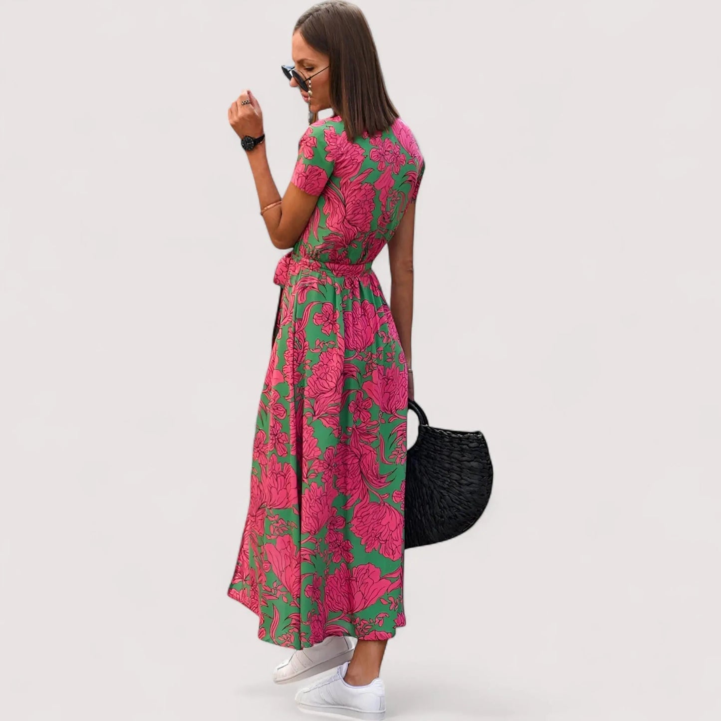 Elegantes Sommerkleid Damen | Blumen-Print & Wickelschnitt