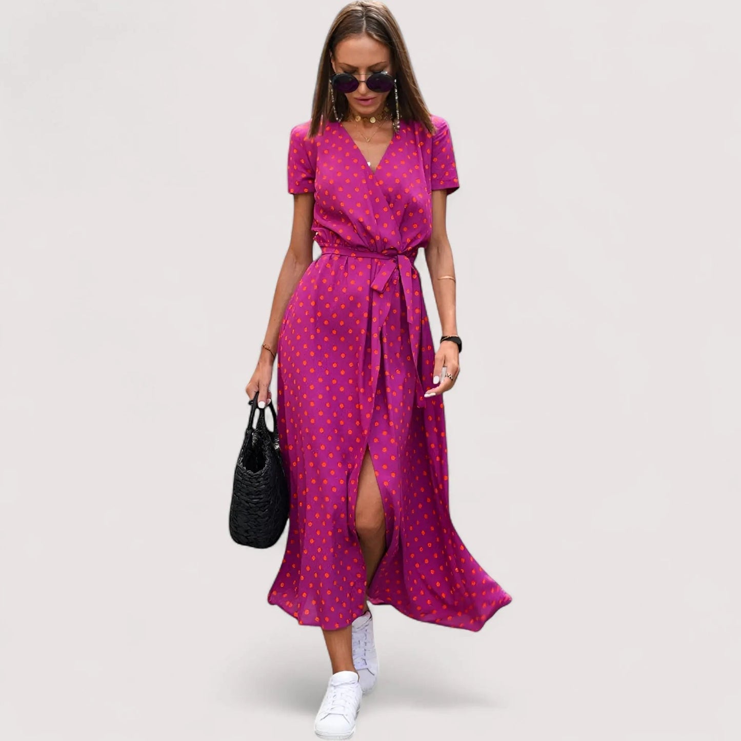 Elegantes Sommerkleid Damen | Blumen-Print & Wickelschnitt